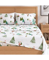 Linery & Co. Christmas Turkish Cotton Double-Brushed Flannel Bed Sheet Set