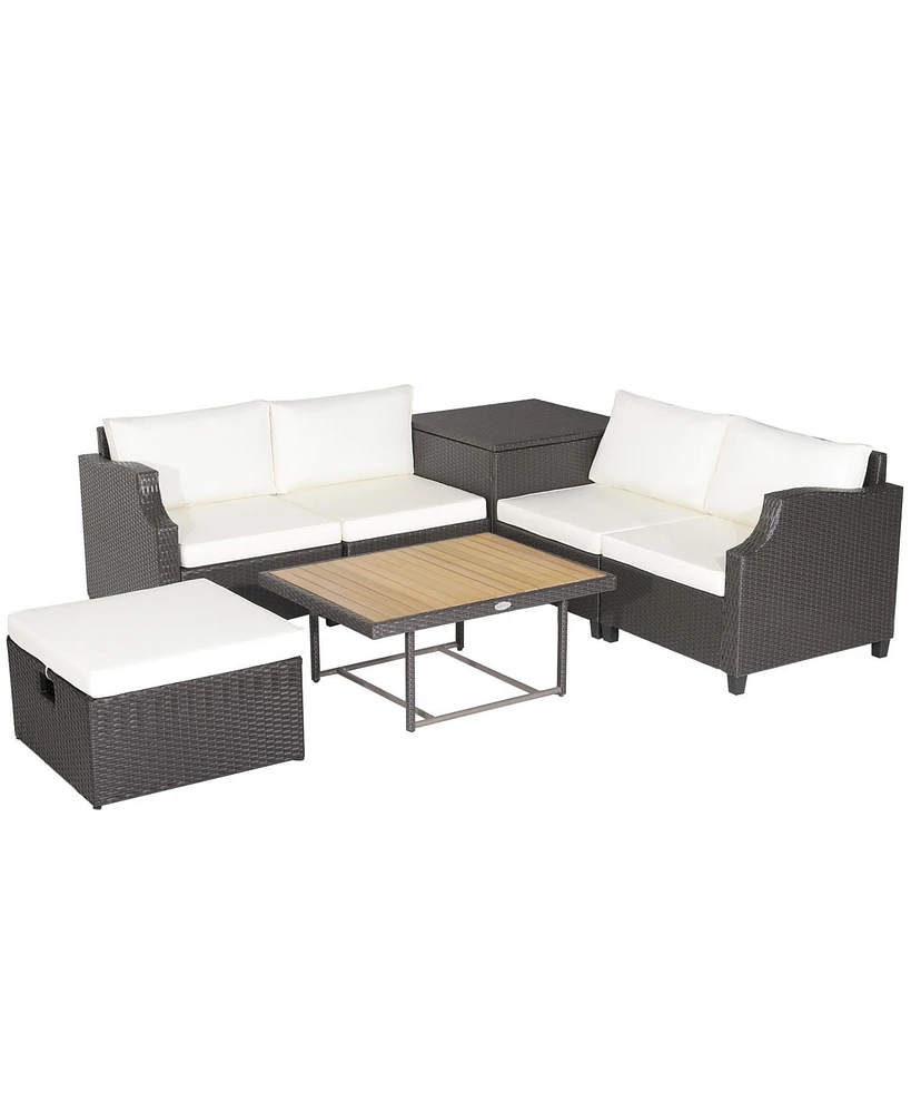 Gymax 7 Piece Patio Pe Wicke Furniture Set Conversation Sectional Sofa w/ Cushions