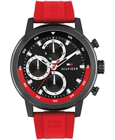 Tommy Hilfiger Men's Multifunction Red Silicone Strap Watch, 46mm