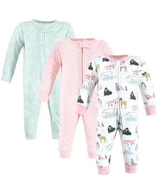 Hudson Baby Baby Girls Hudson Cotton Sleep and Play Arctic Animals, 0-3 Months