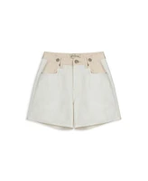 Nocturne Women's Mini Denim Shorts with Metal Button Accessories