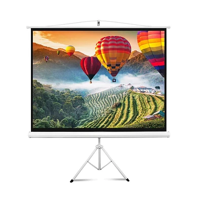 Pyle Universal 84-Inch Floor Standing Portable Tripod Manual Projector Screen – Matte White (50.0" x 66.9")
