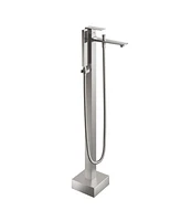 Freestanding Floor Mounted Bathtub Faucet with Hand Shower - Modern Design, Anti-Scald, and Easy Installation