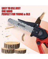 Outigo Mini Chainsaw 8 inch, Electric Chainsaw with 2 * 21V Batteries, Small Chainsaw with Safety Lock and Strong Motor for Tree Trimming, Mini Cordle