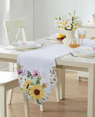 Elrene Sunflower and Daisies Cutwork Table Runner, 13" x 70"