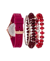 Jessica Carlyle Women's Matte Burgundy Silicone Strap Analog Watch, 35mm