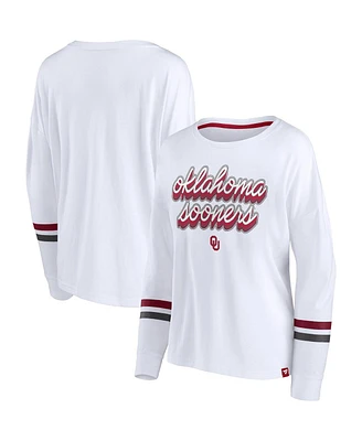 Fanatics Women's White Oklahoma Sooners Retro Power Striped Long Sleeve T-Shirt