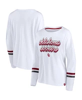 Fanatics Women's White Oklahoma Sooners Retro Power Striped Long Sleeve T-Shirt