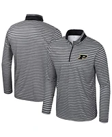 Colosseum Men's Black Purdue Boilermakers Striped Quarter-Zip Sweatshirt