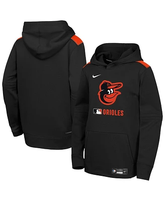 Nike Big Boys and Girls Black Baltimore Orioles Authentic Collection Performance Pullover Hoodie