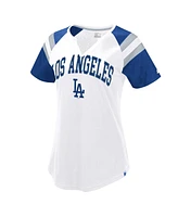 Starter Women's White/Royal Los Angeles Dodgers Game On Notch Neck Raglan T-Shirt