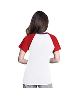 G-iii 4Her by Carl Banks Women's White/Red Philadelphia Phillies Ball Park Raglan V-Neck T-Shirt
