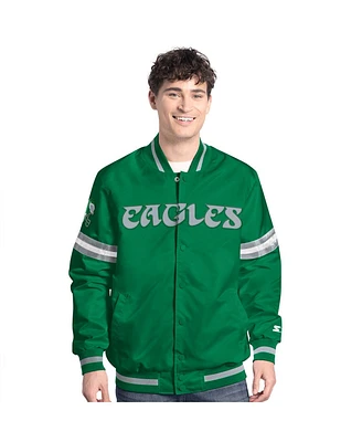 Starter Men's Green Philadelphia Eagles Vintage Scout Full-Snap Varsity Jacket