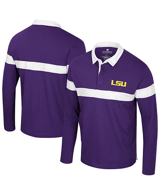 Colosseum Men's Purple Lsu Tigers Too Cool For School Long Sleeve Polo Shirt