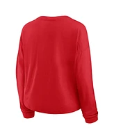 Fanatics Women's Red Chicago Blackhawks Oversized All Out Effort Long Sleeve Henley T-Shirt