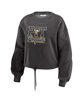 Wear by Erin Andrews Women's Black Pittsburgh Penguins Washed Fleece Sweatshirt & Shorts Lounge Set