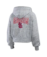 Wear by Erin Andrews Women's Heather Gray St. Louis Cardinals Speckled Fleece Cropped Full-Zip Hoodie