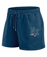 Wear by Erin Andrews Women's Navy New England Patriots Washed Fleece Long Sleeve T-Shirt & Shorts Lounge Set