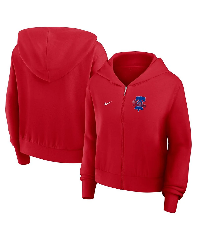 Nike Women's Red Philadelphia Phillies Lightweight Full-Zip Hoodie