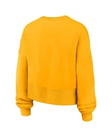Nike Women's Gold San Diego Padres Oversized Long Sleeve Cropped Pullover Sweatshirt