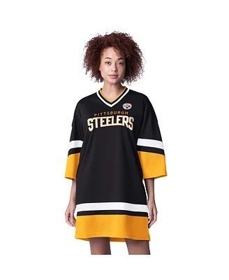 Starter Women's Black Pittsburgh Steelers Slap Shot 3/4 Sleeve Sneaker Dress