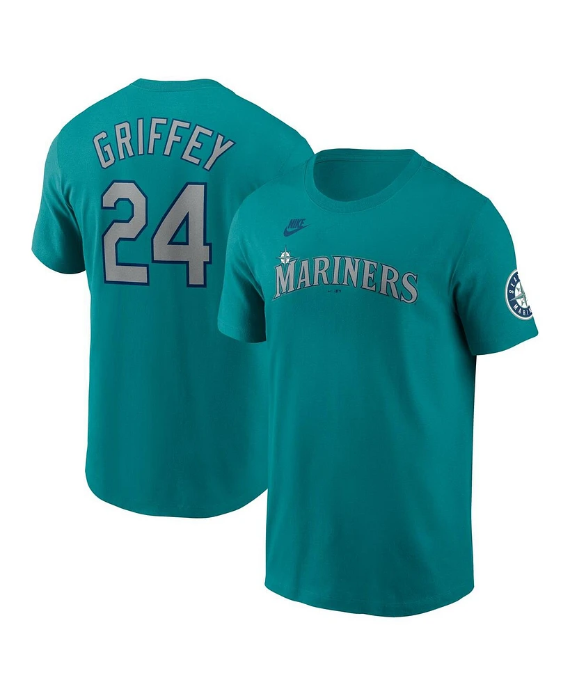 Nike Men's Ken Griffey Jr. Aqua Seattle Mariners Cooperstown Collection Name Number T-Shirt