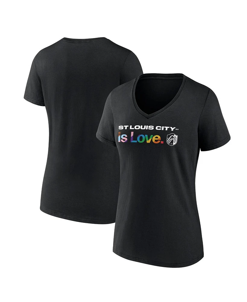 Fanatics Women's Black St. Louis City Sc Lucky Pride V-Neck T-Shirt