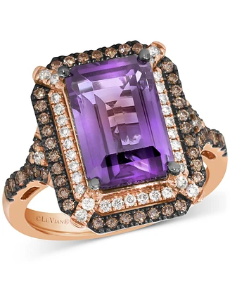 Le Vian Deep Sea Blue Topaz (3-7/8 ct. t.w.) & Diamond (5/8 Double Halo Ring 14k Rose Gold (Also Available White or Yello