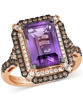 Le Vian Deep Sea Blue Topaz (3-7/8 ct. t.w.) & Diamond (5/8 Double Halo Ring 14k Rose Gold (Also Available White or Yello