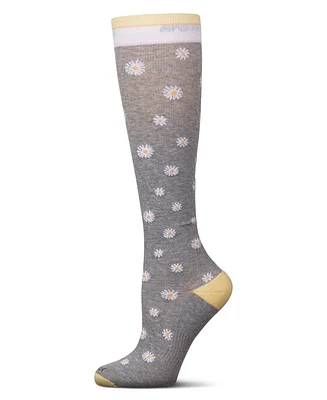 MeMoi Women's Daisies Cotton Blend 15-20 mmHg Graduated Compression Socks UOY08999