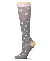 MeMoi Women's Daisies Cotton Blend 15-20 mmHg Graduated Compression Socks UOY08999