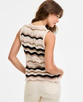 Democracy Women's Wavy Stripe Cotton Sweater Tank Top