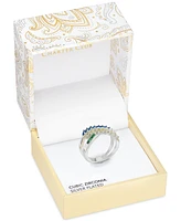 Charter Club Silver-Tone Multicolor Cubic Zirconia Bypass Ring, Exclusively at Macy's