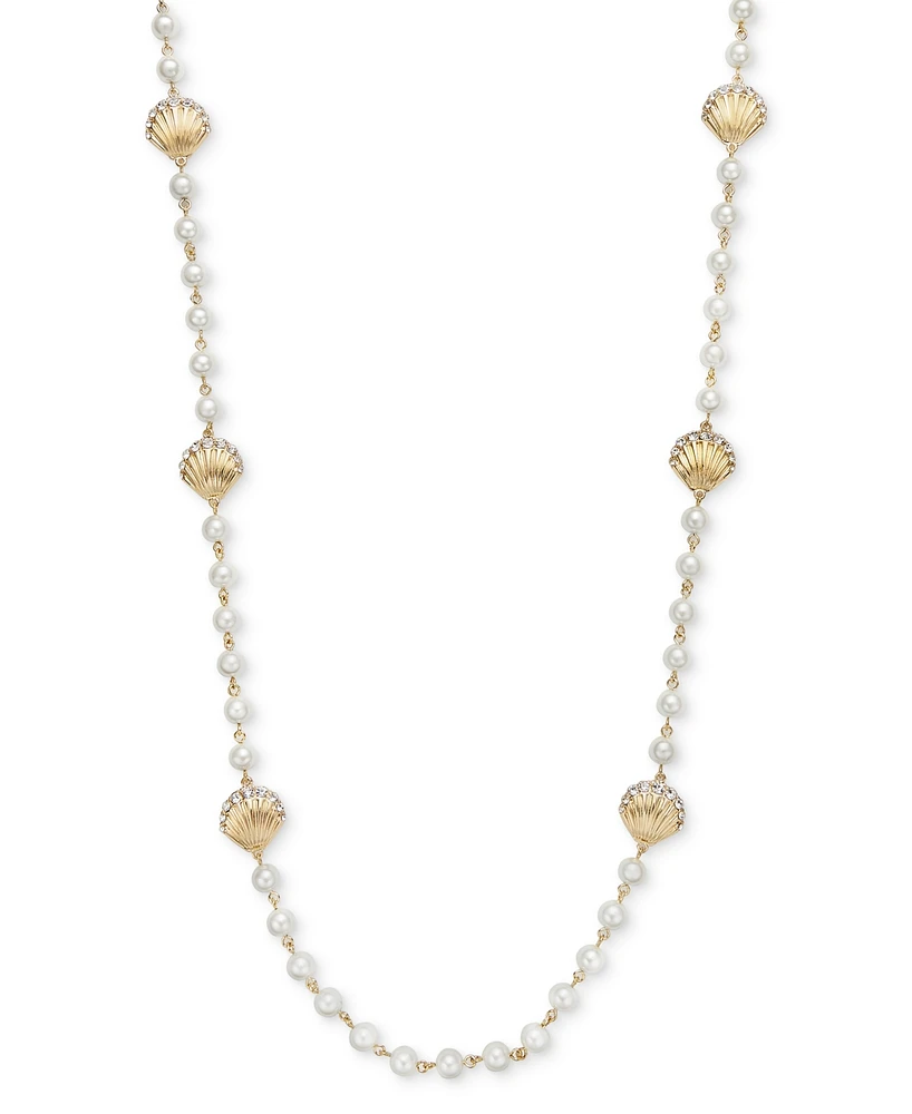 Charter Club Gold-Tone Pave Shell & Imitation Pearl Collar Necklace, 16" + 2" extender, Exclusively at Macy's