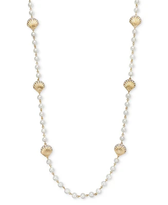 Charter Club Gold-Tone Pave Shell & Imitation Pearl Collar Necklace, 16" + 2" extender, Exclusively at Macy's