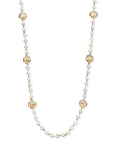 Charter Club Gold-Tone Pave Shell & Imitation Pearl Collar Necklace, 16" + 2" extender, Exclusively at Macy's