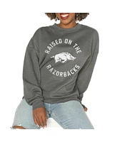Gameday Couture Women's Charcoal Arkansas Razorbacks Good Vibes Premium Fleece Drop Shoulder Pullover Sweatshirt