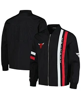 The Wild Collective Men's and Women's Black Chicago Bulls Stitch Applique Full-Zip Bomber Jacket