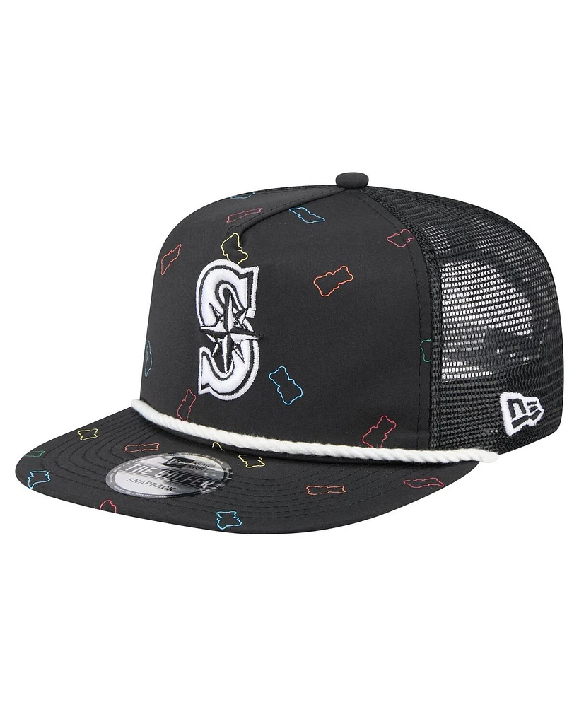 New Era Men's Black Seattle Mariners Gummy Golfer Trucker Adjustable Hat