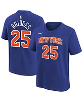 Nike Big Boys and Girls Mikal Bridges Blue New York Knicks Icon Name Number T-Shirt