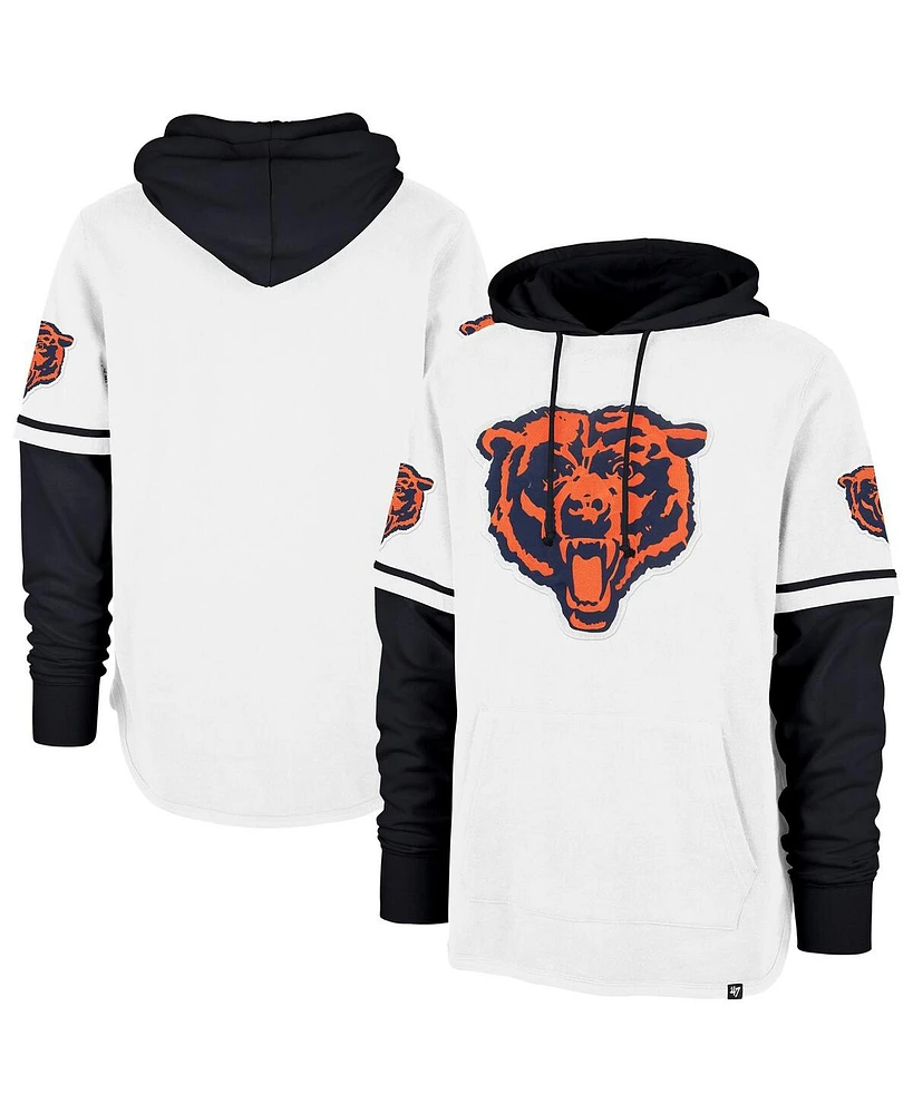 '47 Brand Men's White Chicago Bears Throwback Shortstop Pullover Hoodie