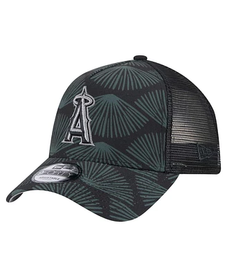 New Era Men's Black Los Angeles Angels 9FORTY A-Frame Trucker Adjustable Hat