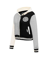 Pro Standard Women's Gray Pittsburgh Steelers Reverse French Terry Color Block Full-Zip Hoodie