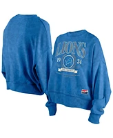 New Era Women's Blue Detroit Lions Throwback Boxy Sweatshirt