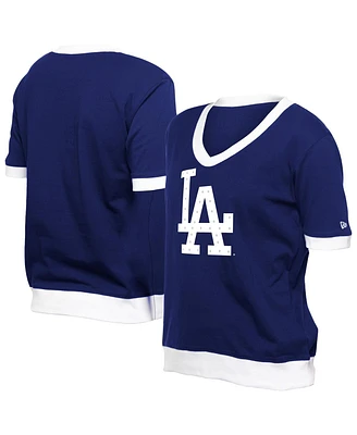 New Era Women's Royal Los Angeles Dodgers Game Day Rhinestone V-Neck T-Shirt