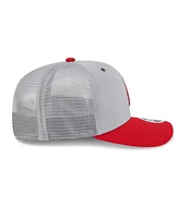 New Era Men's Gray/Red Los Angeles Angels 2025 Batting Practice 9SEVENTY Stretch-Snap Trucker Hat