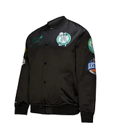 Mitchell & Ness Men's Black Boston Celtics Hardwood Classics Blackout Collection Satin Full-Zip Jacket
