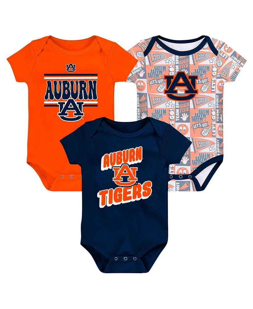 Outerstuff Newborn Navy Auburn Tigers Sunday Comics Bodysuit 3-pack