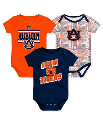 Outerstuff Newborn Navy Auburn Tigers Sunday Comics Bodysuit 3-pack