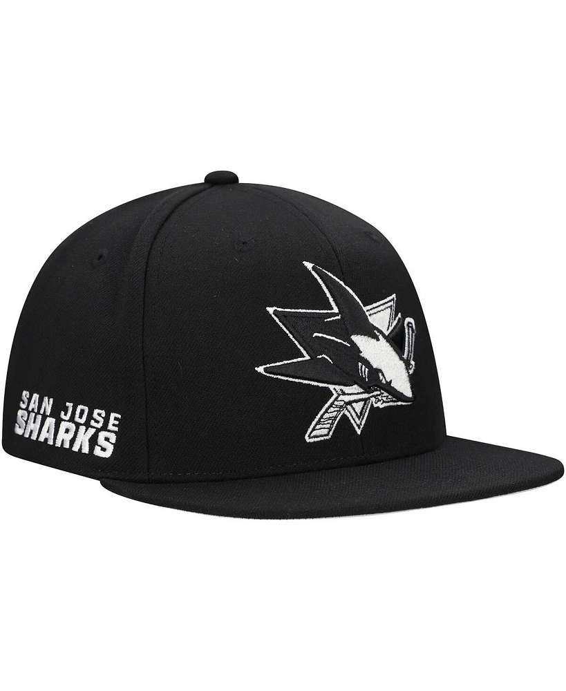 Mitchell & Ness Men's Black San Jose Sharks Team Snapback Hat